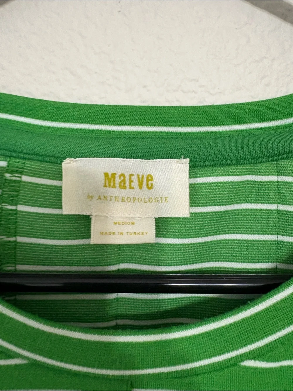 Maeve by Anthropologie Green Striped Peplum Top – Size M
